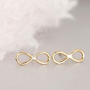 Tiny Gold Infinity Stud Earrings, M..