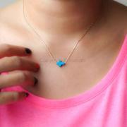 Turquoise Sideways Cross Necklace, Baby Cross Necklace, Tiny Sideways Cross Necklace