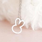 Silver Bunny Necklace, Rabbit Animal Charm, Whimsical