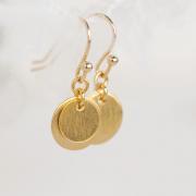 Gold Disc Coin Earrings, Dainty Dangle Overlay Circle Earrings, Matoto Minimalist Collection