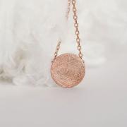 Pink Gold Disc Necklace, Circle Textured Disc Necklace, Minimalist