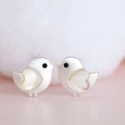 Silver Baby Chick Stud Earrings, Tiny Bird Ear Post, Adorable Whimsical Jewelry