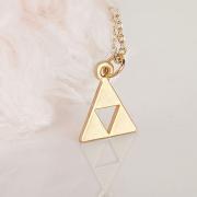 Gold Triforce Zelda Necklace, Geometric Triangle Minimalist Inspired
