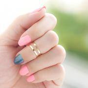 Gold Minimalist Knuckle Ring, Mini 2 Lines Pinky Ring