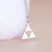 Silver Triforce Zelda Necklace, Geometric Triangle Minimalist Inspired