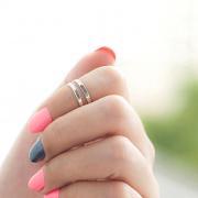 Silver Minimalist Knuckle Ring, Mini 2 Lines Pinky Ring