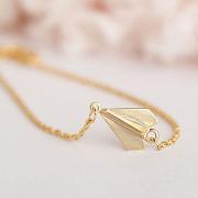 Gold Paper Airplane Bracelet, Origami Aeroplane Charm