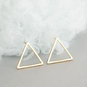Gold Open Triangle Stud Earrings, Hollow Frame Ear Posts, Minimalist Geometric