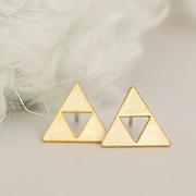 Gold Triforce Triangle Stud Earrings, Zelda Inspired