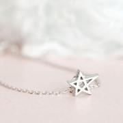 Silver Star Bracelet, Tiny Star Cutout Charm, Minimalist