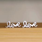 LOVE Earrings, Silver LOVE Studs, Friendship Posts, Letter Stud Earrings