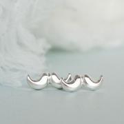 Silver Moustache Earrings, Mustache Ear Posts, Movember