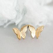 Gold Butterfly Stud Earrings, Tiny Wings Ear Posts, Whimsical