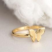 Gold Butterfly Ring, Tiny Wings Adjustable Ring