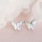 Silver Butterfly Stud Earrings, Tiny Wings Ear Posts, Whimsical