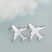 Silver Airplane Earrings, Jet Earrings, Plane Earrings, Aeroplane Earrings