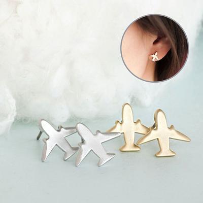 Airplane Stud Earrings, Gold or Silver, Aeroplane Jet Plane Inspired