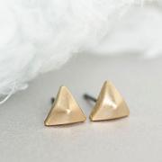 Gold Triangle Pyramid Stud Earrings, Mini Triangle Studs, Arrow Studs, Geometric Inspired