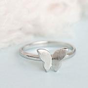 Silver Butterfly Ring, Tiny Wings Adjustable Ring