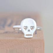 Silver Skull Ring, Skeleton Pirate Skull Head Ring - adjustable ring