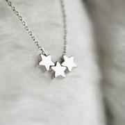 Tiny Silver Star Necklace, Tristar Three Wishes Charm, Whimsical Jewelry
