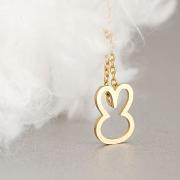 Gold Bunny Necklace, Animal Rabbit Charm, Whimsical
