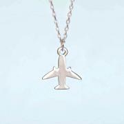 Silver Airplane Necklace, Jet Plane Aeroplane Charm Jewelry