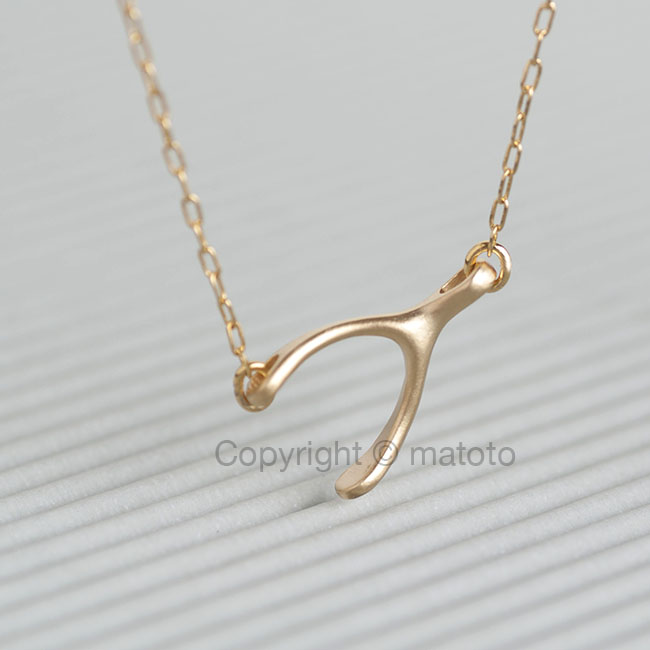 Gold Wishbone Necklace, Sideways Wishbone Necklace, Wish Necklace
