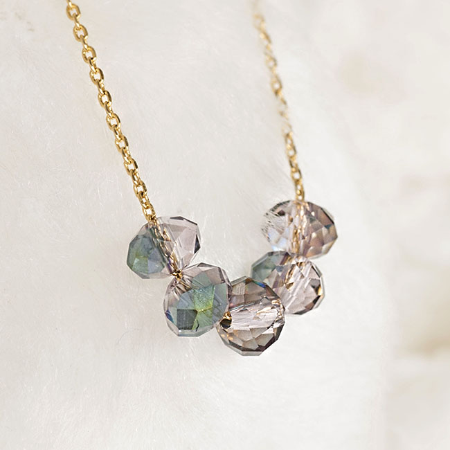Carrie Diamond, Peacock Purple Green Faceted Crystal Necklace, Gold Or ...