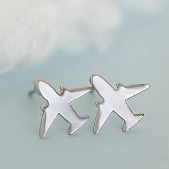 Silver Airplane Earrings, ..