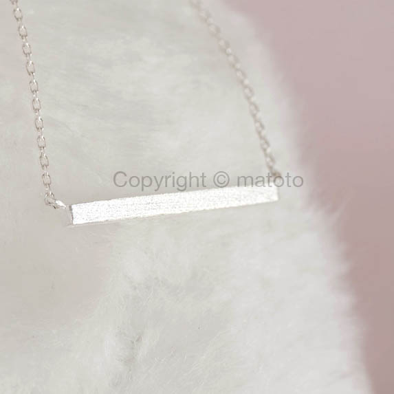 Silver Straight Bar Necklace, Slim Sideways Bar Necklace, Minimalist on