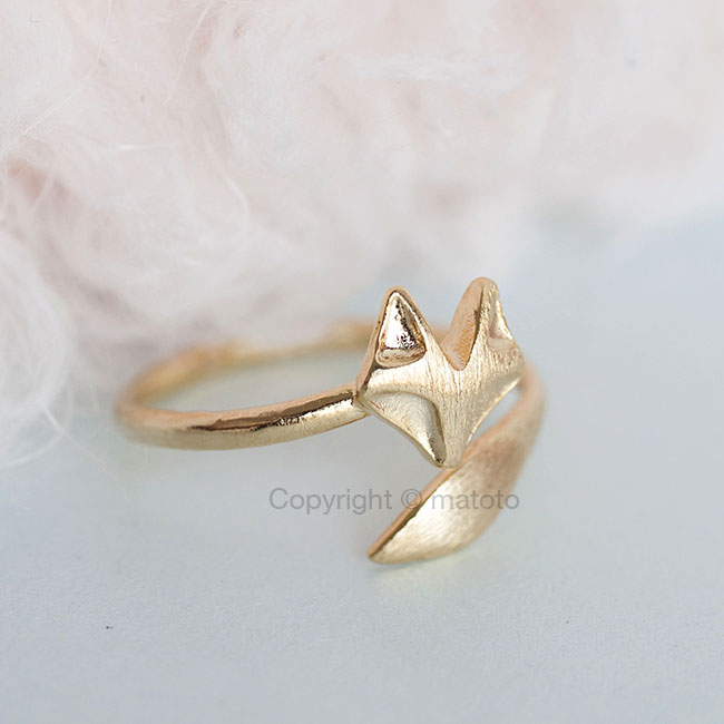 Gold Fox Ring, Fox Head And Tail Wrap Ring on Luulla