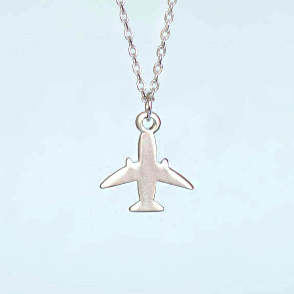 Silver Airplane Necklace, Jet Plane Aeroplane Charm Jewelry on Luulla